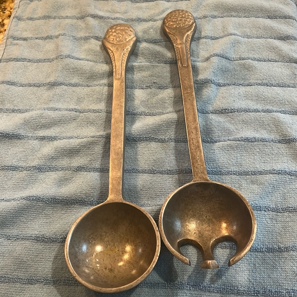 Pewter Golf Ball Salad tongs